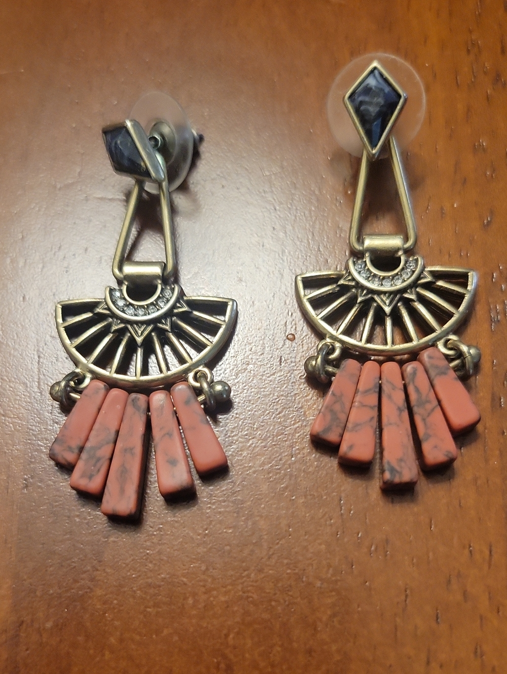 Chloe&Isabel Sunlit Savanah Boho Coral Drop Earrings with Antique Gold Accents